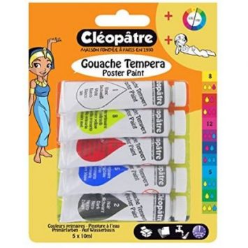 lot de 5 tubes de gouache tempera cleopatre 10 ml